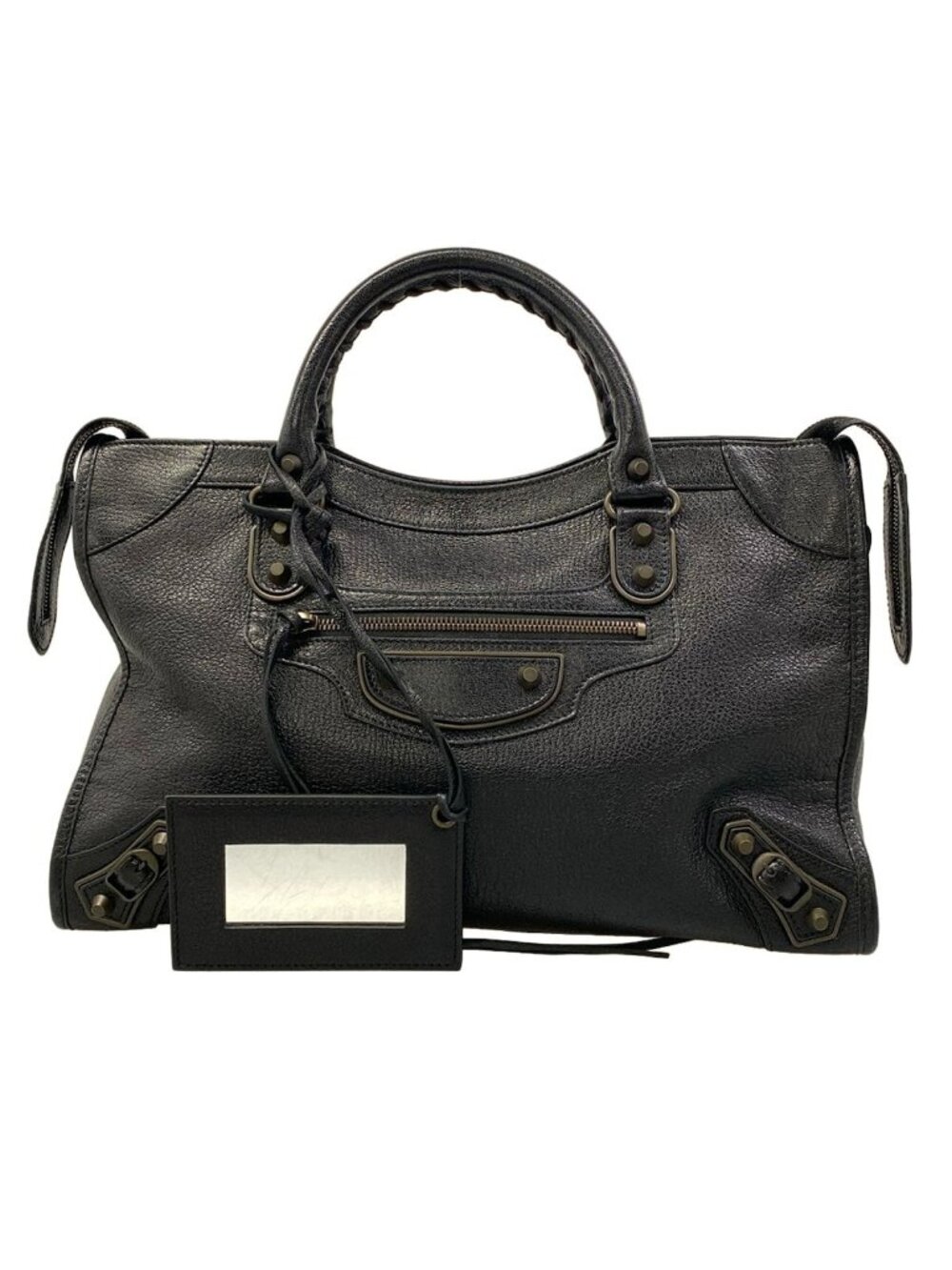 Balenciaga Handbag la Chic Metallic Edge City Black Leather